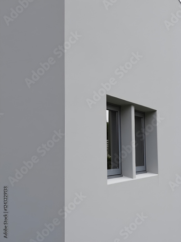 Gray stucco applied to an external building wall photo