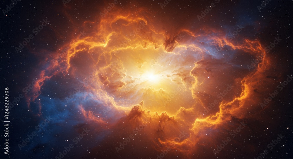 Cosmic Nebula: A Fiery Celestial Dance