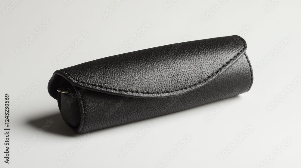 protective glasses case mockup isolated on white background. Glasses hard box with black leather. protective glasses case mockup isolated on white background. Glasses hard box with black leather.