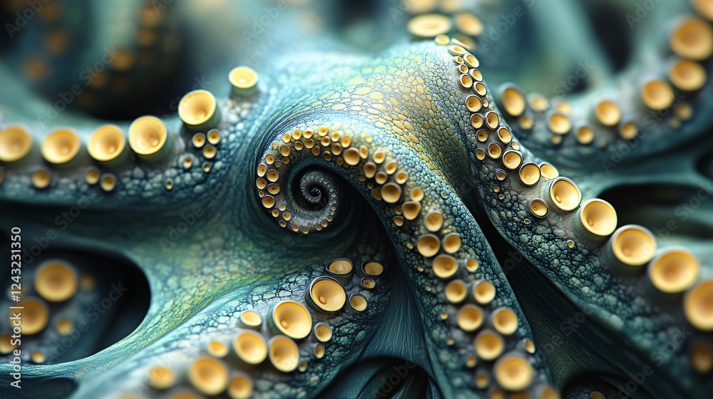 Obraz premium A vector illustration of a dimension-warping cephalopod skin texture with continuously morphing patterns.