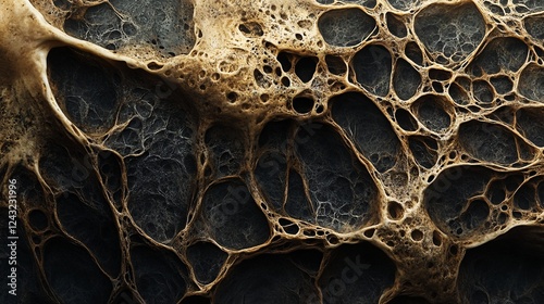 A vector illustration of a prehistoric fungal beast skin texture with pulsating mycelium-like network growths.