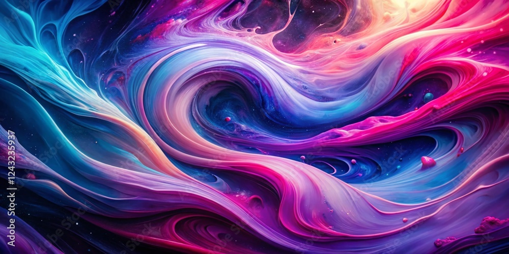 Fototapeta premium Abstract Pink Purple Blue Swirling Fluid Long Exposure Design - Stock Photo