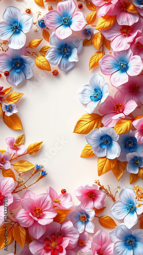 Colorful Butterfly and Flower Abstract Background