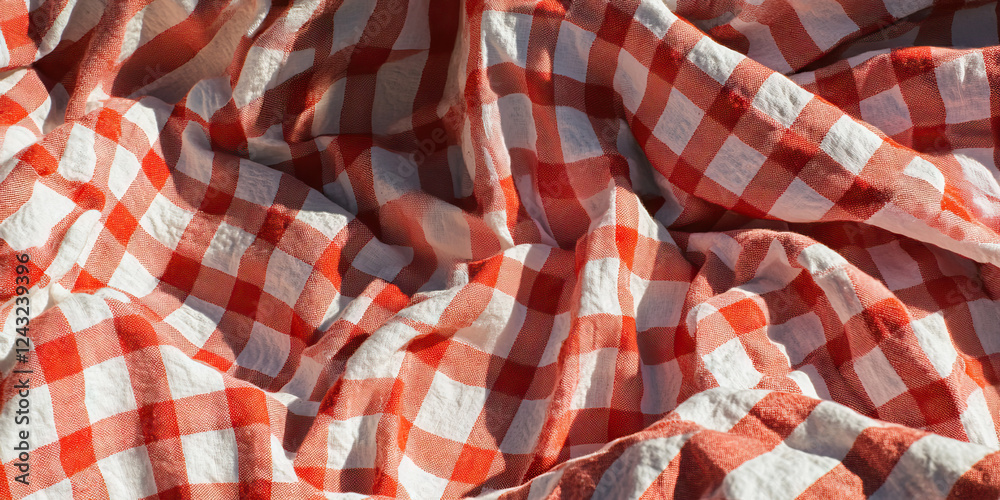 Obraz premium Draped Red and White Gingham Fabric