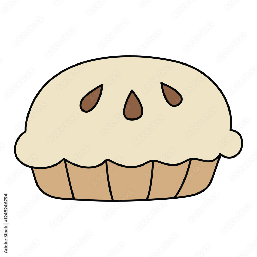 Fototapeta premium Vector illustration of a pie with filling and cream on a white background.