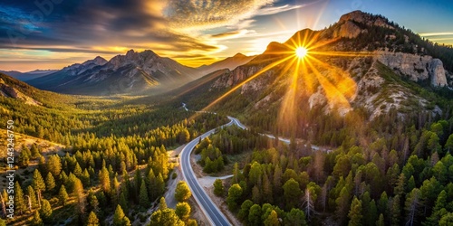 Aerial Sunrise Over Mt. Charleston, Nevada: Forested Hiking Trails