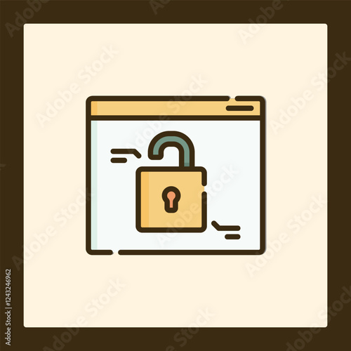 Unlocked Web Browser Security Icon Design