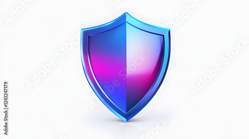 Free Download Shield depicting protection. shield 3d icon. Protection, defense and security concept symbol: blue and purple shield on isolated on white background - GFXLoad