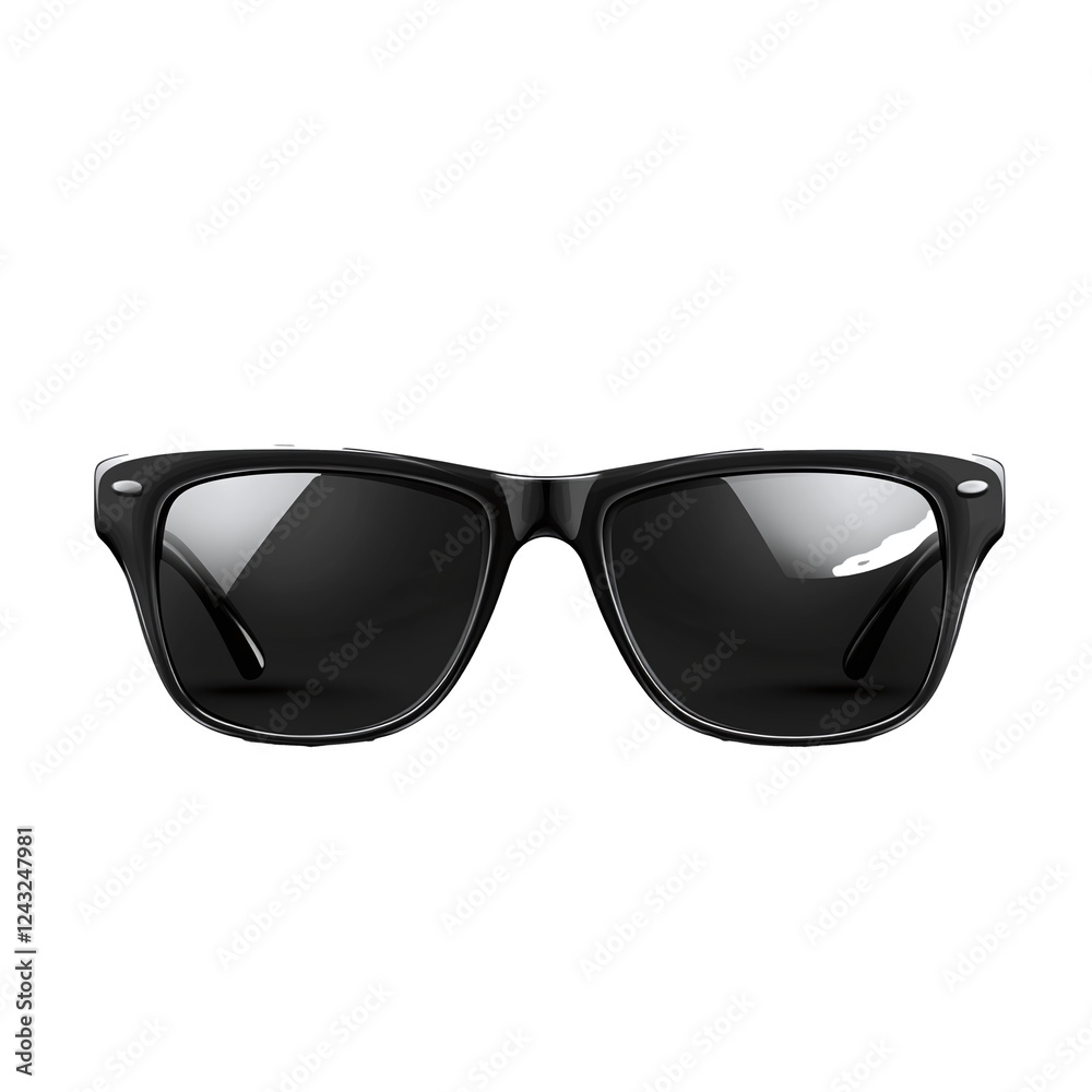 Black sunglasses with sleek frames isolated with transparent background Black sunglasses with sleek frames isolated with transparent background