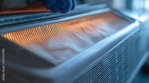 Cleaning a Dusty Air Conditioner Filter photo