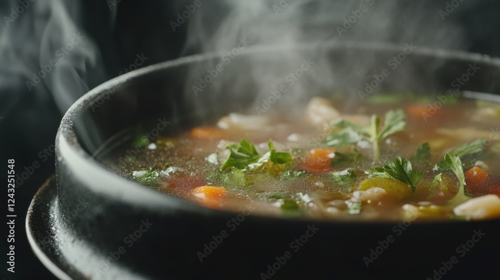 Steaming bowl of nourishing bone broth with fresh herbs and vegetables, healthy and comforting meal concept, perfect for wellness, detox, and culinary themes. Steaming bowl of nourishing bone broth with fresh herbs and vegetables, healthy and comforting meal concept, perfect for wellness, detox, and culinary themes.