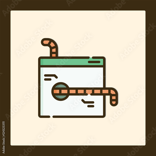 Stylized Worm Icon: Digital Data Breach Illustration