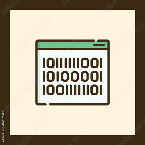Binary Code Icon: Digital Data Stream in Browser Window