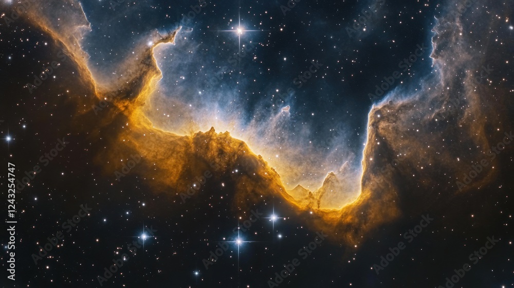 Fototapeta premium A stunning cosmic nebula showcasing vibrant colors and star formations in deep space.