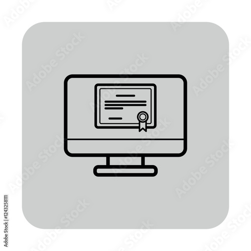 Computer screen with digital certificate of completion. Significance of online education in todays learning environment concept