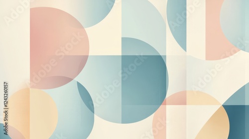 Wallpaper Mural Modern abstract composition with overlapping circles and squares in soft pastel tones, creating a minimalist design Torontodigital.ca