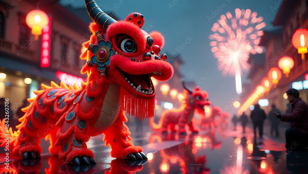 Fototapeta premium The Dragon's Glare: Cyber- চৈনিক New Year