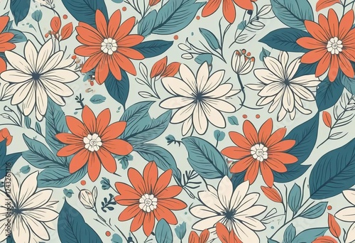 Wallpaper Mural A seamless vector pattern of colorful flowers Torontodigital.ca