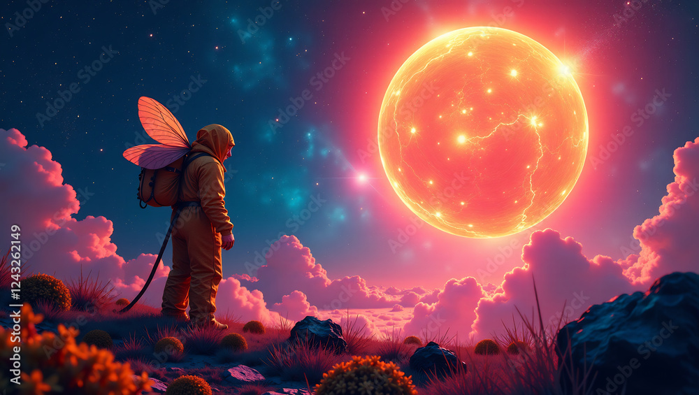 Obraz premium The Galactic Beekeeper: Tending the Cosmic Hive