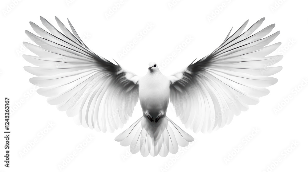 Obraz premium Dove in Flight on Transparent Background