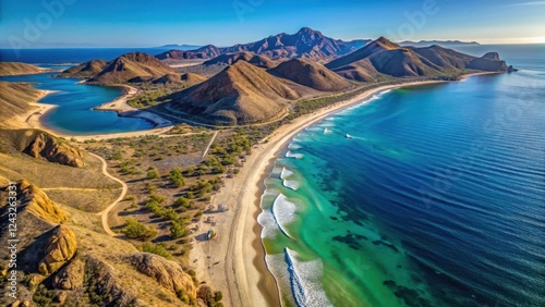 Aerial view of Baja California peninsula on Earth planet, desert, outdoor scene photo