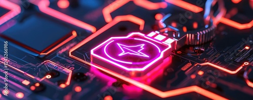 Digital transformation cybersecurity concept. Secure data exchange, holographic encryption keys, glowing digital grid