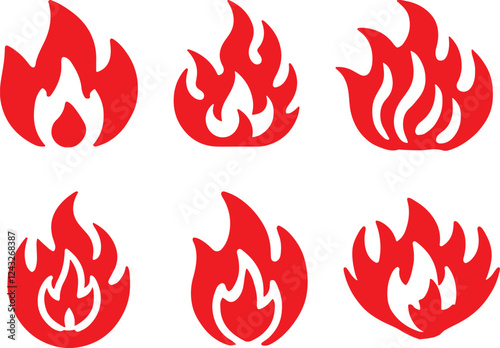 Fire icon silhouette vector set. Fire flame logo vector illustration