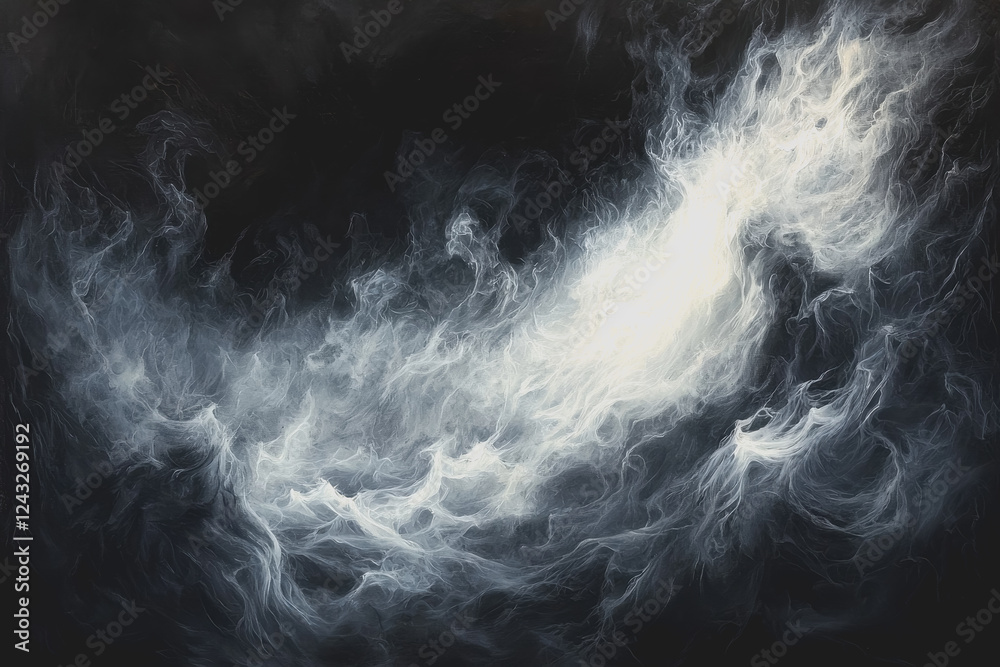 Obraz premium White smoke cloud on black background captured in a studio setting for artistic and creative purposes