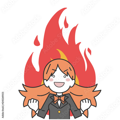 闘志に燃える女子生徒・学生