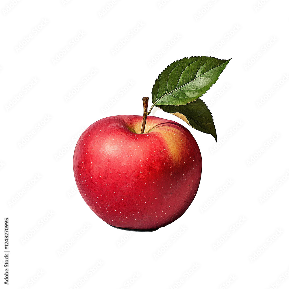 A red apple with green leaf isolated with transparent background A red apple with green leaf isolated with transparent background