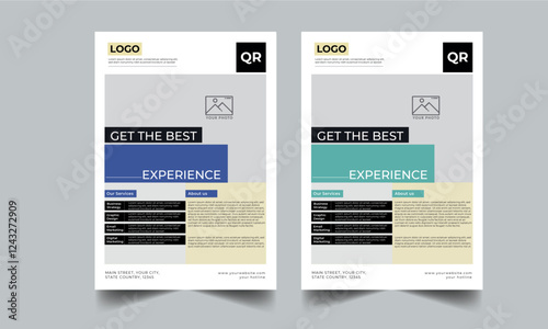 Corporate flyer design template with 2 color design concept layout