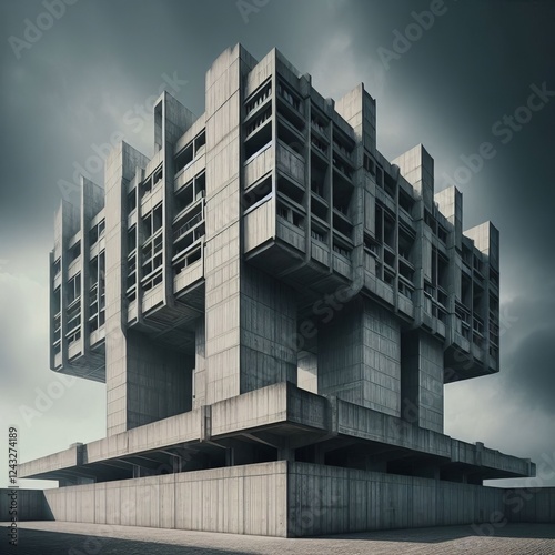 Wallpaper Mural Brutalist Concrete Building Massive imposing a stark and minimal Torontodigital.ca