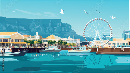 Table Mountain Overlooking Victoria & Alfred Waterfront.eps