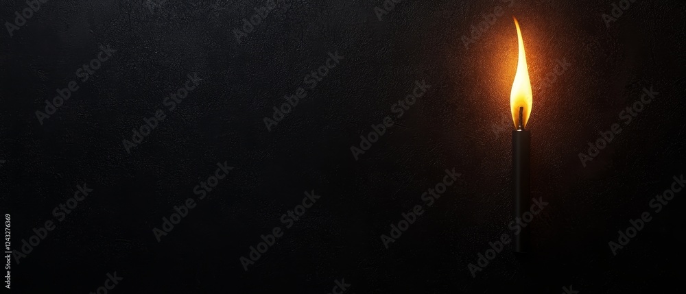 Fototapeta premium A lone matchstick flickers against a dark background, symbolizing light in darkness and the power of small beginnings.