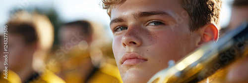 Close-up Portrait of Teenager with Musical Instrument photo