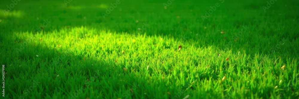 Bright green rectangular grassy area, sunlight dappled , rectangle, park Bright green rectangular grassy area, sunlight dappled , rectangle, park