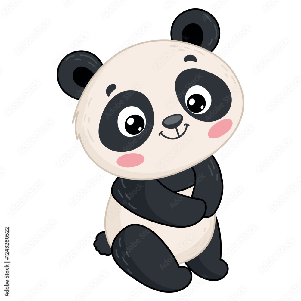 Naklejka premium Cute panda smiling. Illustration for Kids