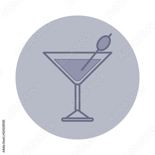 Icon of cocktail glass, drink with garnish. Refreshment and relaxation concept