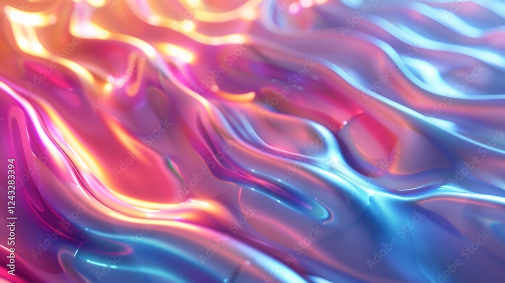 Fototapeta premium Vivid iridescent gradient pattern creates a mesmerizing abstract background filled with flowing colors