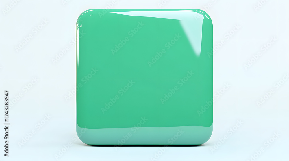 Blank Mobile application icon, button - green square with round corners. 3d rendering, white background
Blank Mobile application icon, button - green square with round corners. 3d rendering, white background