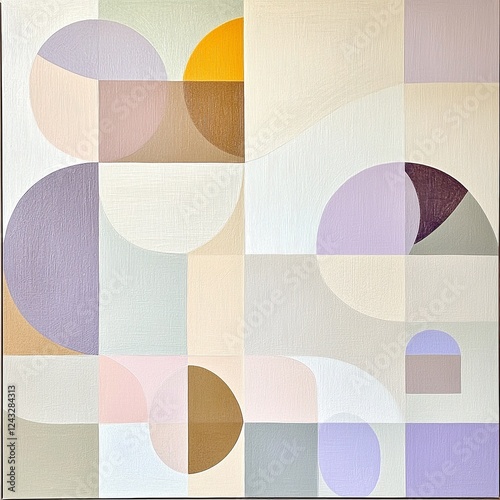 Wallpaper Mural Soft geometric shapes in pastel tones of cream and light lavender Torontodigital.ca