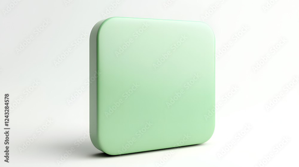 Blank Mobile application icon, button - green square with round corners. 3d rendering, white background
Blank Mobile application icon, button - green square with round corners. 3d rendering, white background