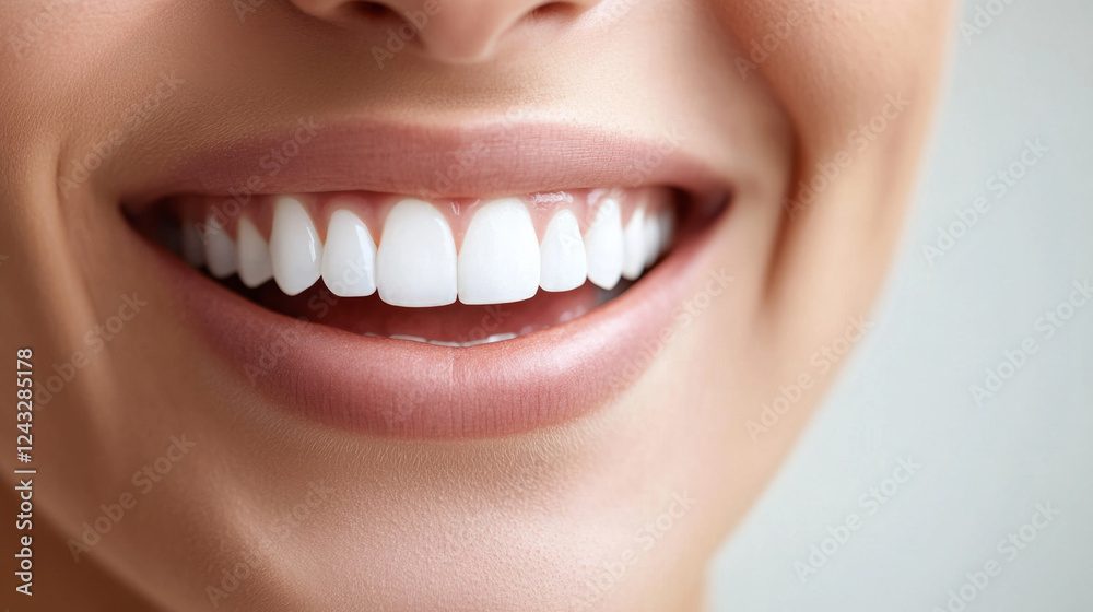 Fototapeta premium Close-Up of Smiling Woman's White Teeth