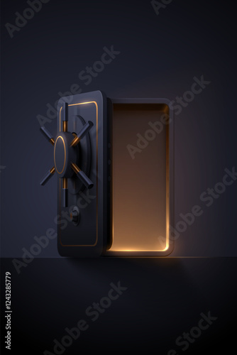 Open safe with light effect