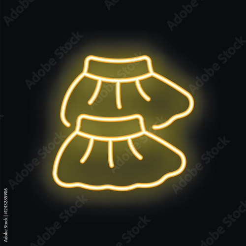 Glowing neon sign representing two elegant skirts, perfect for any fashion or retail related design project