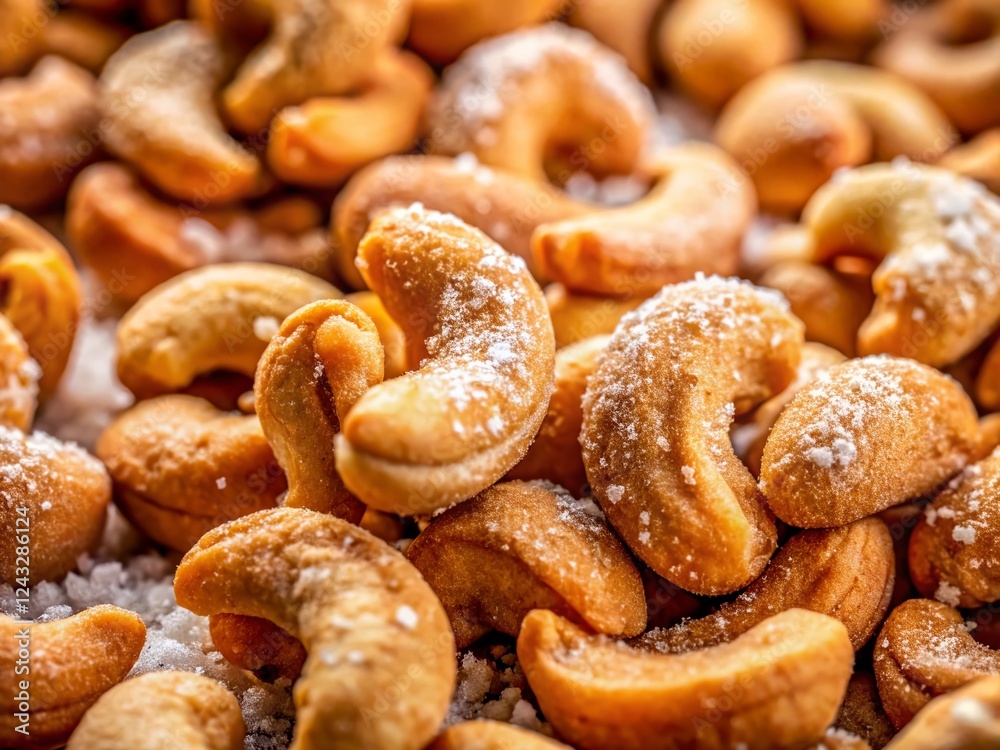 Close-up Aerial View of Salted Cashews, Roasted Nuts, Snack Food Photography Close-up Aerial View of Salted Cashews, Roasted Nuts, Snack Food Photography