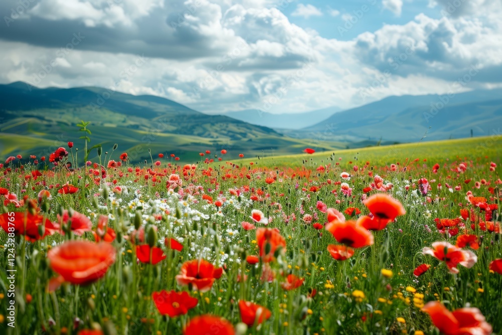 A beautiful, sun-drenched spring summer meadow. Natural colorful panoramic landscape. Neural network ai generated A beautiful, sun-drenched spring summer meadow. Natural colorful panoramic landscape. Neural network ai generated