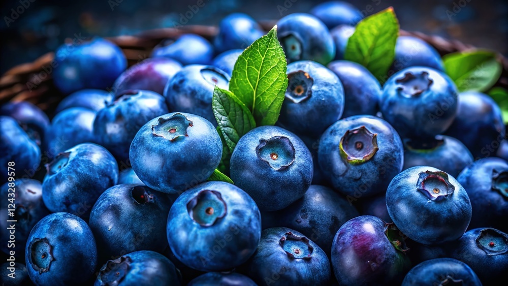 Close-up of Fresh Blueberries, Dark Moody Background - Healthy Food Photography Close-up of Fresh Blueberries, Dark Moody Background - Healthy Food Photography