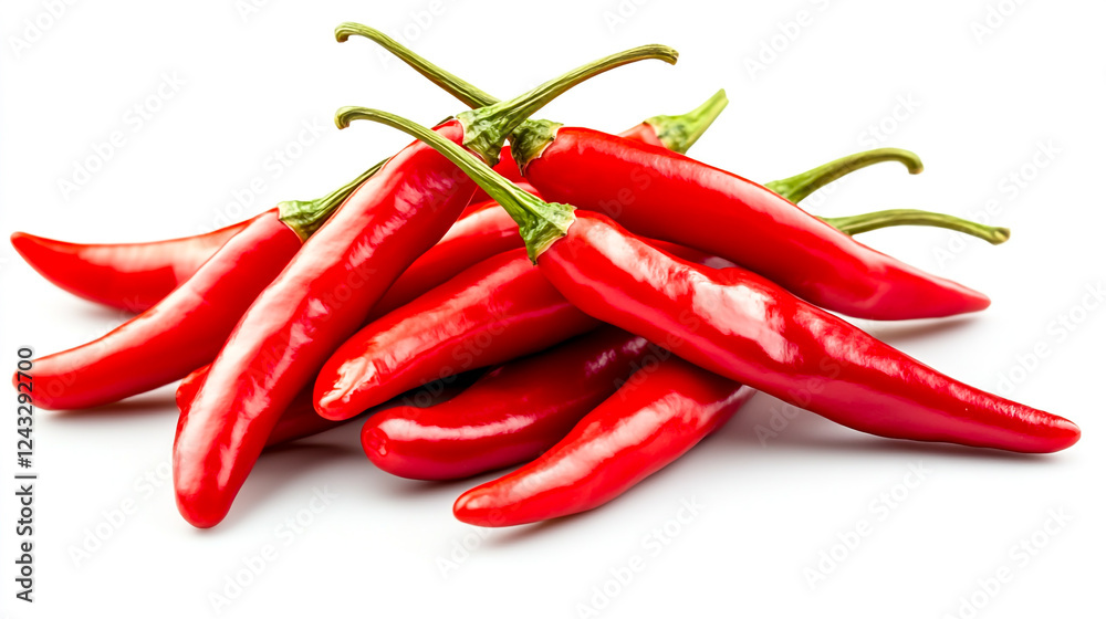 Pile of red chili peppers isolated on a white background with a clipping path, high-resolution photo Pile of red chili peppers isolated on a white background with a clipping path, high-resolution photo