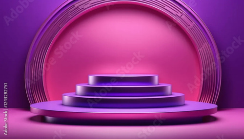 Purple 3d round podium as a concept of product display. 